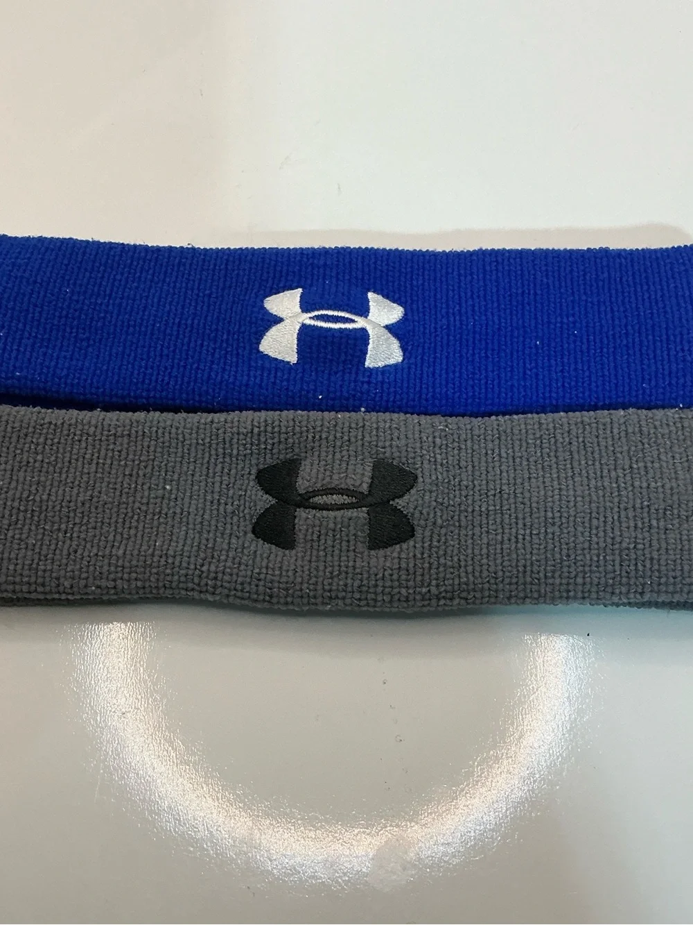 Under Armour Headbands Blue Gray Stretch Athletic Sweatband 2 Pack OSFM